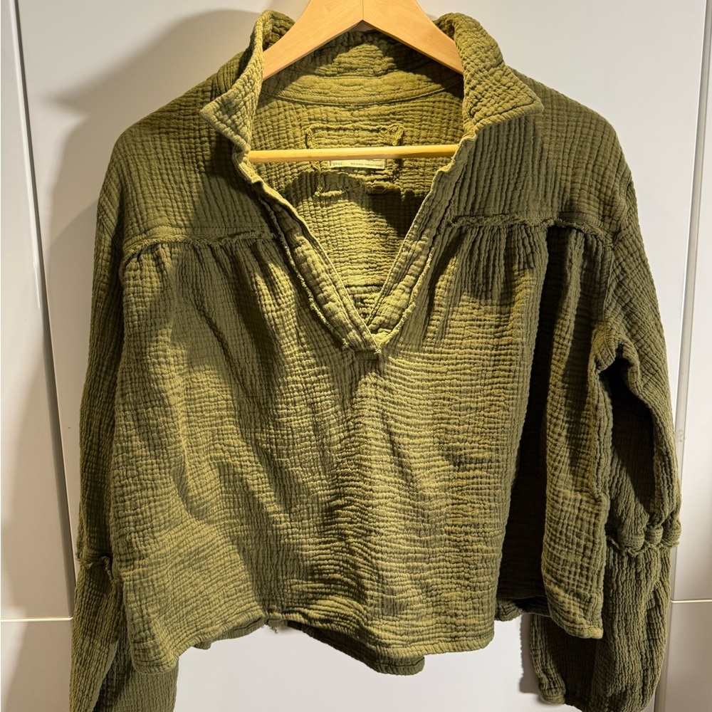 Free People Crinkle Cotton Blouse